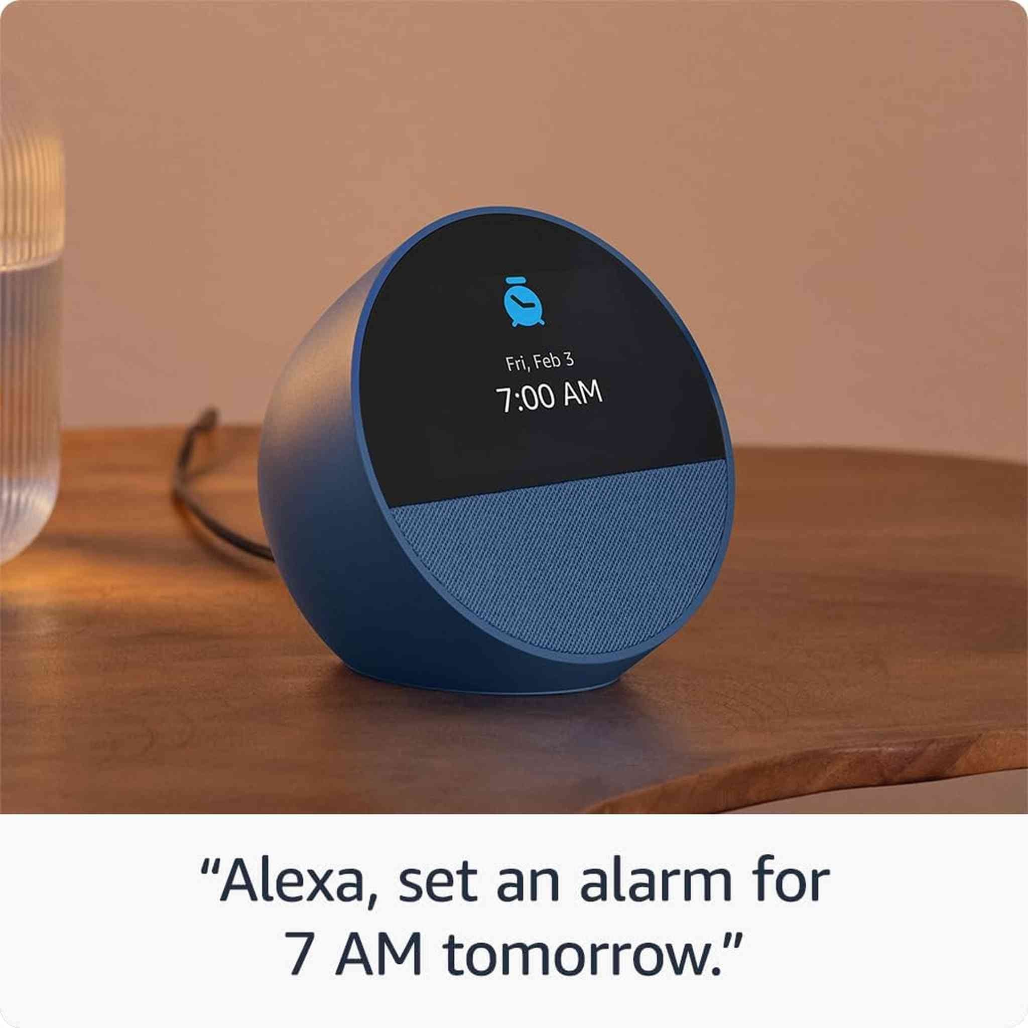 Echo Spot 2024 Smart alarm clock w/ vibrant sound and Alexa - Black + Screen Cleaning Kit Kindle