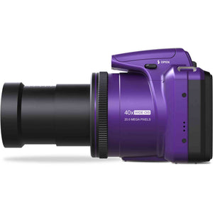 Minolta 20 Mega Pixels 40x Optical Zoom Digital Camera, 1080p FHD Video Bundle, Purple Minolta