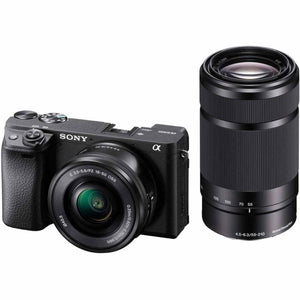 Sony Alpha a6400 Mirrorless Camera Double Zoom Lens Kit, SELP1650 F3.5-5.6 + SEL55210 F4.5-6.3 SEL55210 Black Sony