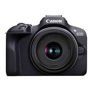 Canon EOS R100 RF-S18-45mm F4.5-6.3 is STM Lens Kit, Mirrorless Camera, RF Mount, 24.1 MP, Continuous Shooting, Eye Detection AF, Full HD Video, 4K, Lightweight, Wi-Fi, Bluetooth, Content Creation - Reconditioned Canon