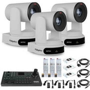 3 x PTZOptics Move 4K PTZ Camera with 30x Zoom White PT30X-4K-WH-G3 + SuperJoy PTZ Controller PTZOptics