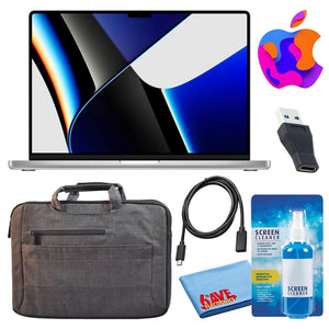 Apple MacBook Pro 14" Laptop 2021, M1 Pro, 512GB/1TB, Silver Travel Bundle - Reconditioned Apple