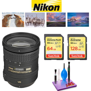 NIKON 18-200MM F/3.5-5.6G ED AF-S DX VR II Lens with Sandisk 64GB and 128GB Extreme Memory Card SDXCUHS-I Bundle Nikon