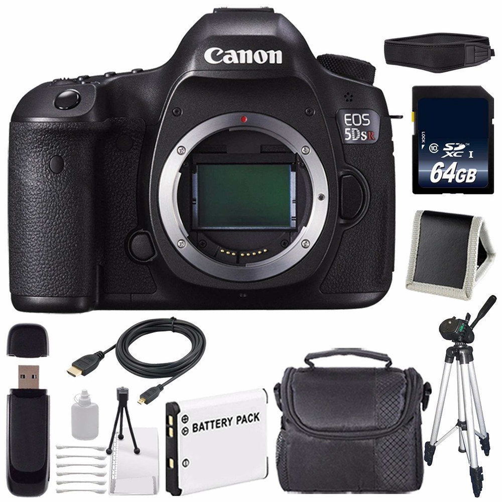 Canon EOS 5DS R DSLR Camera (International Model) 0582C002 + LP-E6 Battery + 64GB Memory Card Storage Bundle