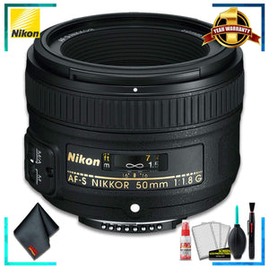 Nikon AF-S NIKKOR 50mm f/1.8G Camera Lens International Model + Cleaning Kit