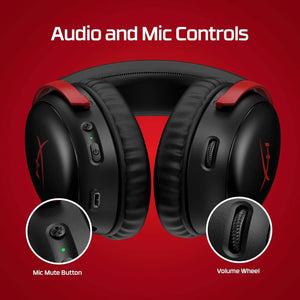 HyperX Cloud III Wireless – Gaming Headset for PC, PS5, PS4, up to 120-hour Battery, 2.4GHz Wireless, DTS Spatial Audio, 53mm Angled Drivers, Memory Foam, Durable Frame, 10mm Microphone, Black/Red HyperX