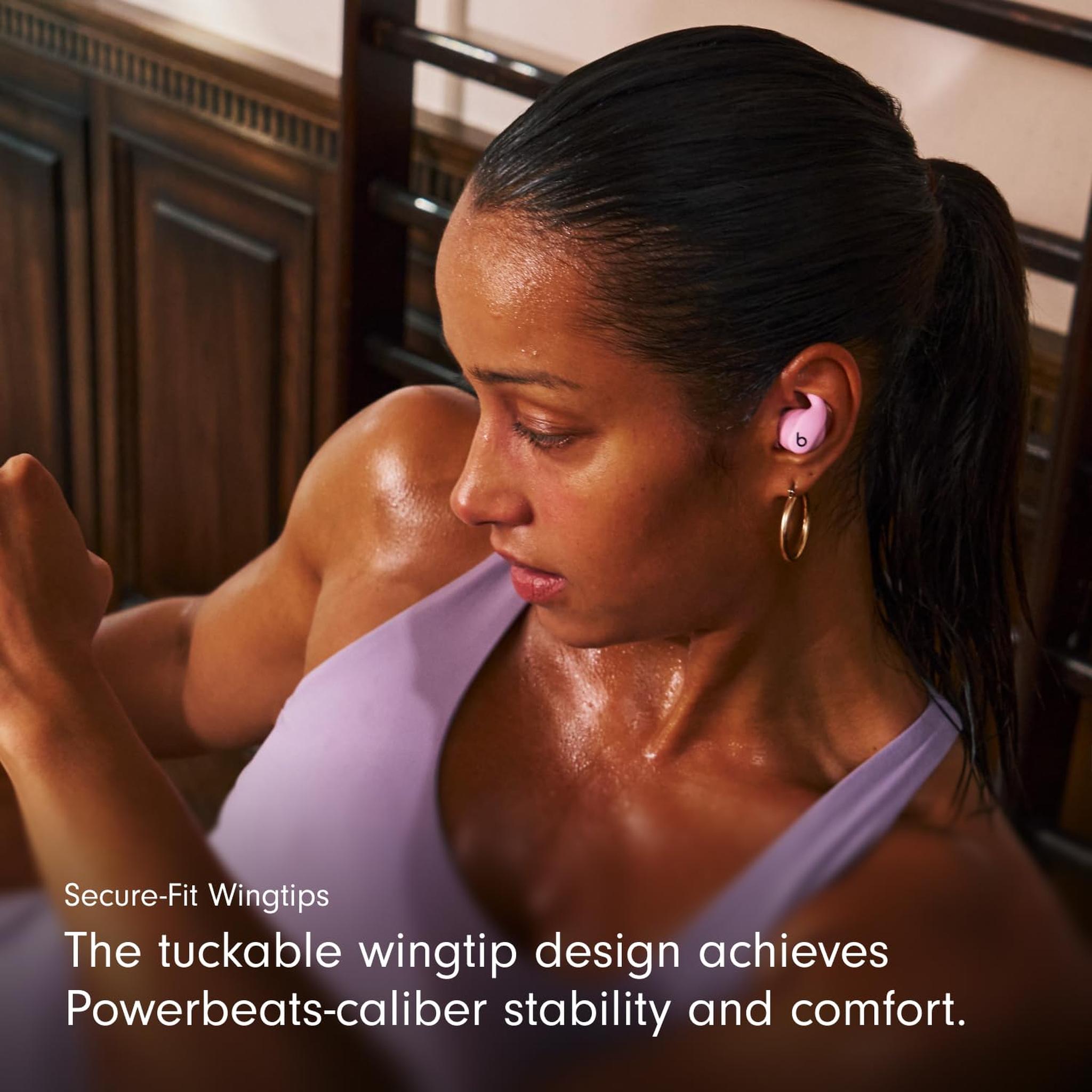 Beats - Powerbeats Fit - Wireless Noise-Cancelling Workout Earbuds with Upgraded Secure Fit Wingtips, IPX4, Up to 30H of Battery Life & Charging case, Compatible with Apple & Android - Power Pink