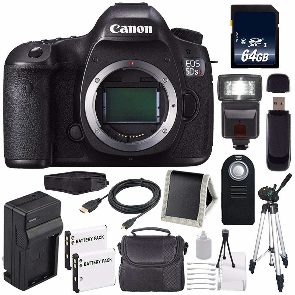 Canon EOS 5DS R DSLR Camera (International Model) 0582C002 + LP-E6 Battery + 64GB Memory Card Base Bundle