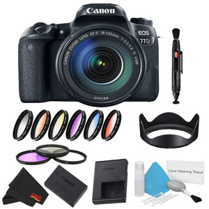 Canon EOS 77D DSLR Camera with 18-135mm Lens Bundle w/ 9 Piece Filter Kit International Model Canon