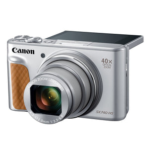 Canon PowerShot SX740 Digital Camera w/40x Optical Zoom & 3 Inch Tilt LCD - 4K VIdeo, Wi-Fi, NFC, Bluetooth Enabled Silver - Used Canon