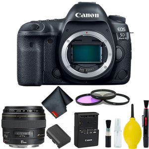 Canon EOS 5D Mark IV DSLR Camera Body Only 3 Piece Filter Kit International Model w/Canon EF 85mm f/1.8 USM Lens - Int Canon