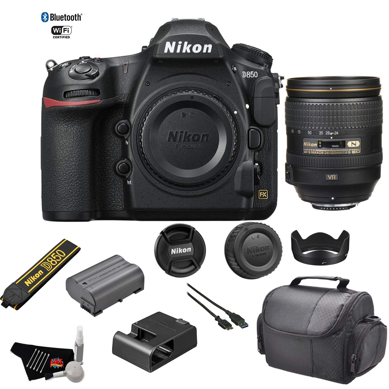 Nikon D850 DSLR Camera (Body) 1585 - Kit with Nikon AF-S NIKKOR 24-120mm f/4G ED VR Lens + More - International Model