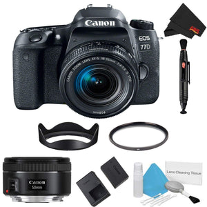 Canon EOS 77D DSLR Camera with 18-55mm Lens Basic Bundle + 50mm Lens International Model Canon