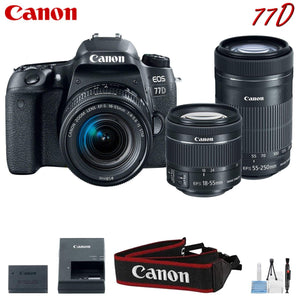 Canon EOS 77D Digital SLR Camera with 18-55mm & 55-250mm Lenses Kit International Model Canon
