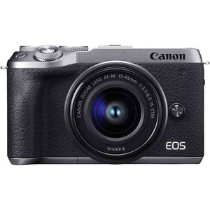 Canon EOS M6 Mark II Silver +Ef-M 15-45mm F/3.5-6.3 is STM Lens International Model Canon