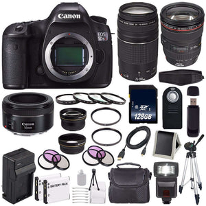 Canon EOS 5DS R DSLR Camera International Model 0582C002 + Canon EF 24-105mm f/4L is USM Lens + Canon EF 75-300 III Deluxe Bundle