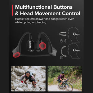 SUUNTO Wing Open-Ear Bone Conduction Headphone, Bluetooth Wireless Sport Headphone w/Head Movement Control, Built-in HD Mic, IP67 Sweatproof, Safety Lights, 10H Playtime & Addi 20H w/Charging Stand SUUNTO