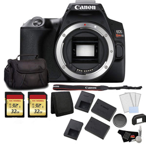 Canon EOS Rebel SL3 DSLR Camera Black, Body Only Bundle with 2x32GB Memory Card + Battery for Canon PE17 + LCD Screen - Used Canon