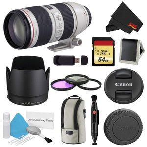 Canon EF 70-200mm f/2.8L is II USM Lens Bundle w/ 64GB Memory Card + Accessories 3 Piece Filter Kit International Model Canon