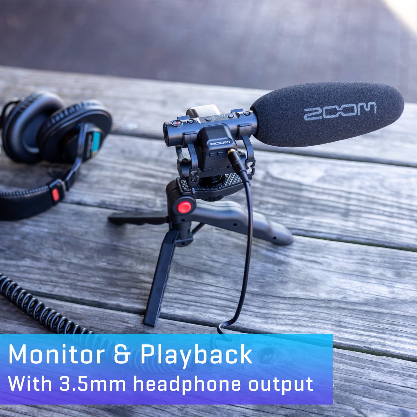 Zoom M3 MicTrak Stereo On-Camera Shotgun Microphone with 32-Bit Float, 90 degree, 120 degree, and MONO Mode, Shockmount, USB Microphone Compatible, and Battery Powered