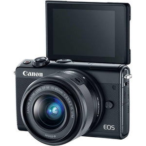 Canon EOS M100 Mirrorless Digital Camera with 15-45mm Lens Black 2209C011 International Version - Standard Bundle