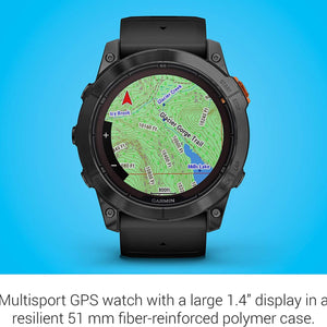 Garmin fenix 7X Pro Solar, Glass, Slate Gray Steel, Black with Accessories Garmin