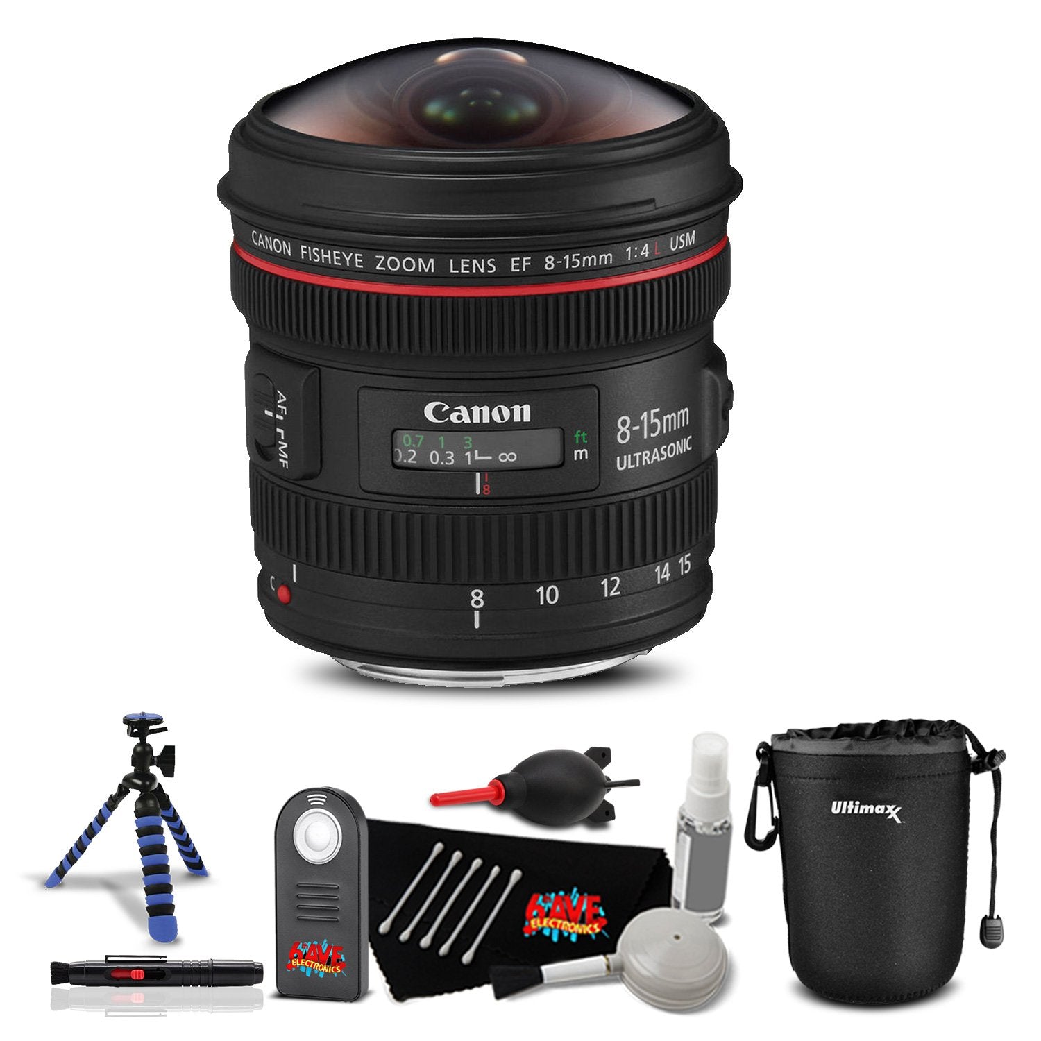 Canon EF 8-15mm f/4L Fisheye USM Lens Professional Kit International Model Bundle