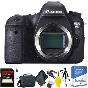 Canon EOS 6D DSLR Camera Body Only - Open Box + 64GB Memory Card + Mega Accessory Kit + 2 Year Accidental Warranty Canon