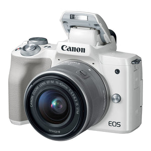 Canon EOS M50 Mirrorless Camera Kit w/ EF-M15-45mm Lens and 4K Video White - Used Canon