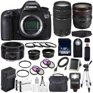 Canon EOS 5DS R DSLR Camera International Model 0582C002 + Canon EF 24-70mm f/4L is USM Lens + Canon EF 75-300 III Advanced Bundle