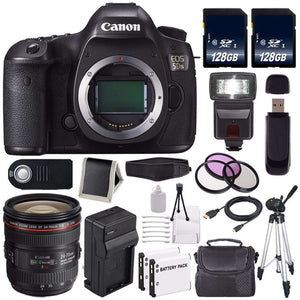 Canon EOS 5DS DSLR Camera International Model 0581C002 + Canon EF 24-70mm f/4L is USM Lens + LP-E6 Battery + 128GB SDX