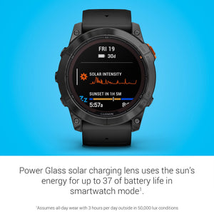 Garmin fēnix 7X Pro Solar, Multisport GPS Smartwatch, Built-in Flashlight, Solar Charging Capability, Black Garmin