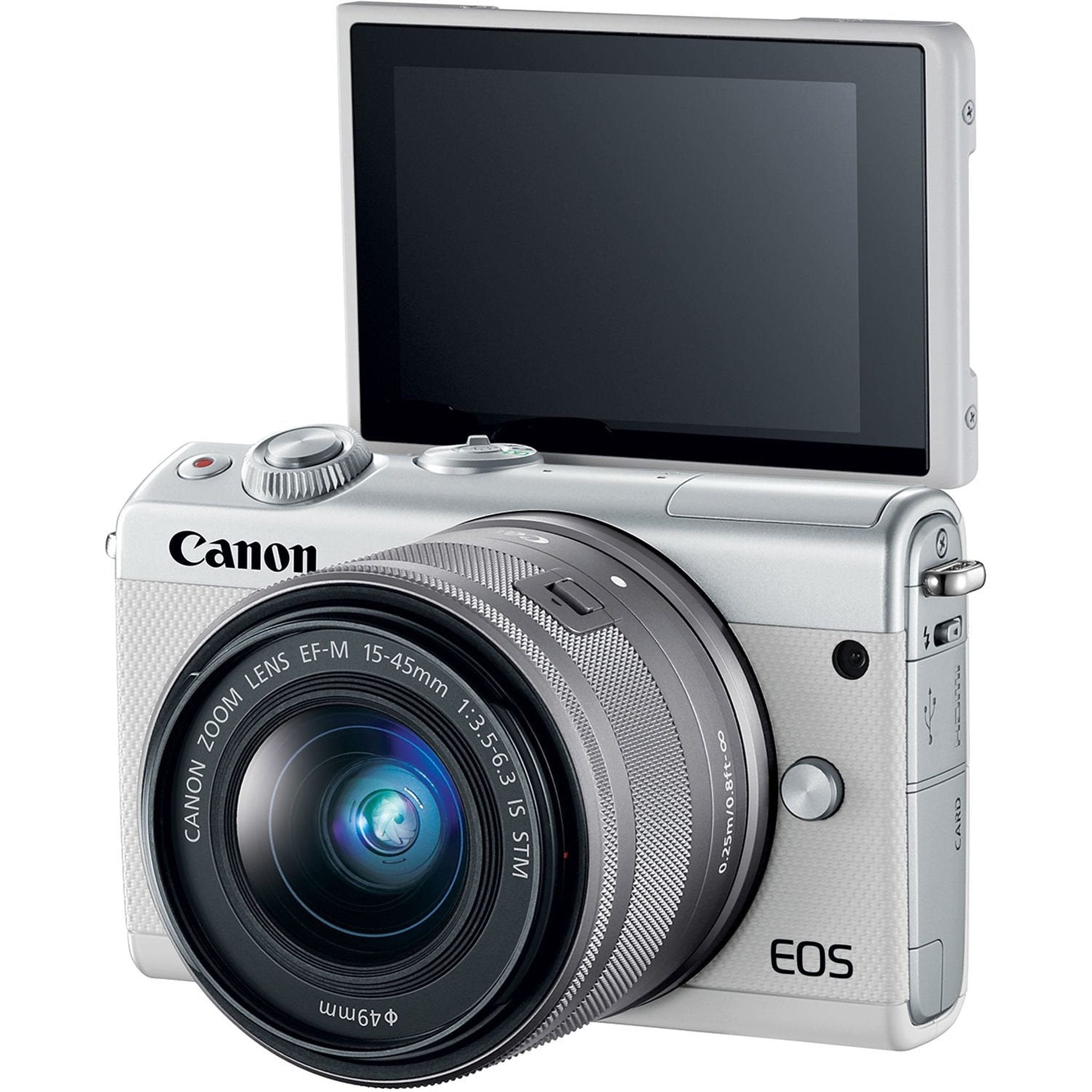 Canon EOS M100 Mirrorless Digital Camera with 15-45mm Lens White 2210C011 International Version - Deluxe Bundle