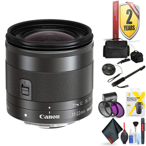 Canon EF-M 11-22mm F/4-5.6 is STM Lens for Canon Eos M, M2, M3, M5, M6, M1 M5 M10 Accessories International Model + 2 Y
