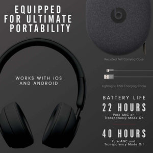 Beats Solo Pro Wireless Noise Cancelling On-Ear Headphones - Black - Used Beats