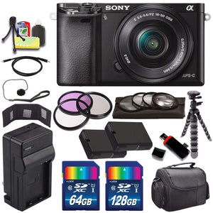 Sony Alpha a6000 Mirrorless Digital Camera with 16-50mm Lens Black + Battery + Charger + 196GB Bundle 9 - International