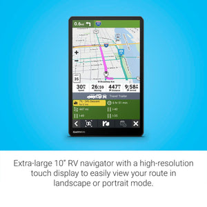 Garmin RV 1095, Extra-Large, Easy-to-Read 10” GPS RV Navigator, Custom RV Routing, High-Resolution Birdseye Satellite Imagery, Directory of RV Parks and Services, Landscape or Portrait View Display