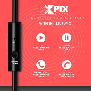 XPIX Pro DJ Headphones Closed Back Over Ear Stereo Monitor Headphones, For Monitor & Mixing, Single Side, Dual Source Monitoring XPIX
