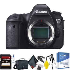 Canon EOS 6D DSLR Camera Body Only - Open Box + 64GB Memory Card + Mega Accessory Kit + 2 Year Accidental Warranty Canon