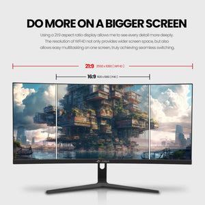 CRUA 30Inch Ultrawide Curved Monitor, 21:9 WFHD 2560x1080P VA Computer Monitor, 99% sRGB 100HZ 1500R PC Monitors Support FreeSync, Wall-Mounted, with HDMI/DP Display Port-Black CRUA