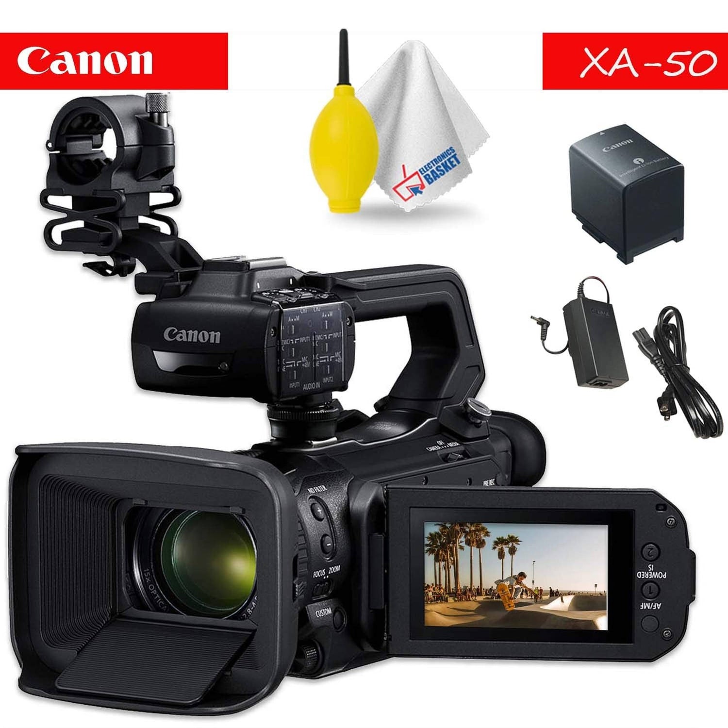 Canon XA50 Professional UHD 4K Camcorder Base Accessory Bundle