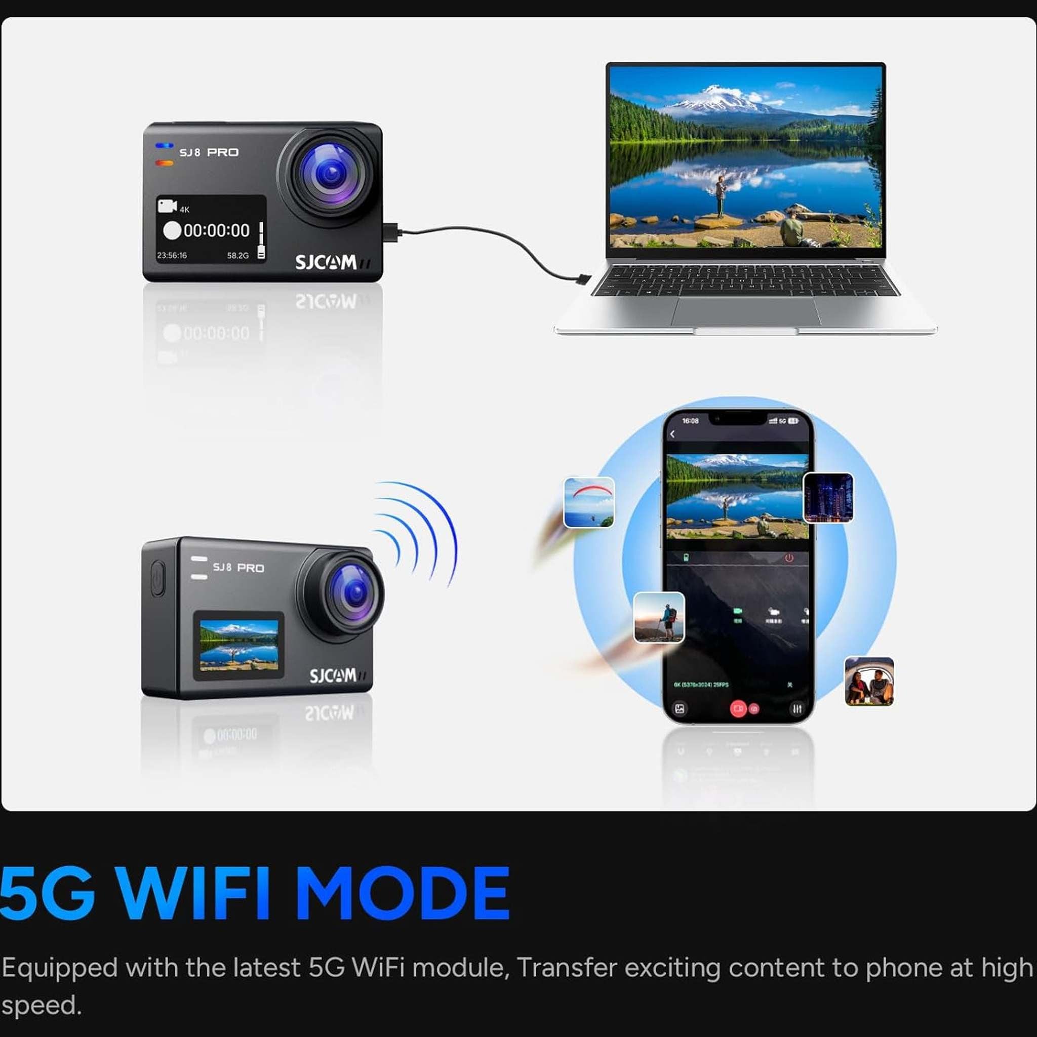 SJCAM SJ8 Pro 4K UHD Action Camera Accessory Bundle SJCAM