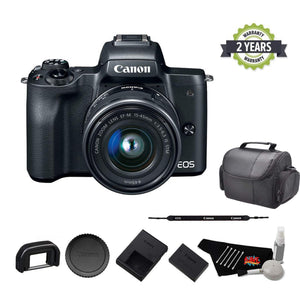 Canon EOS M50 Mirrorless Digital Camera with 15-45mm Lens and 4K Video 2680C011 Starter Bundle - International Model w/ Canon