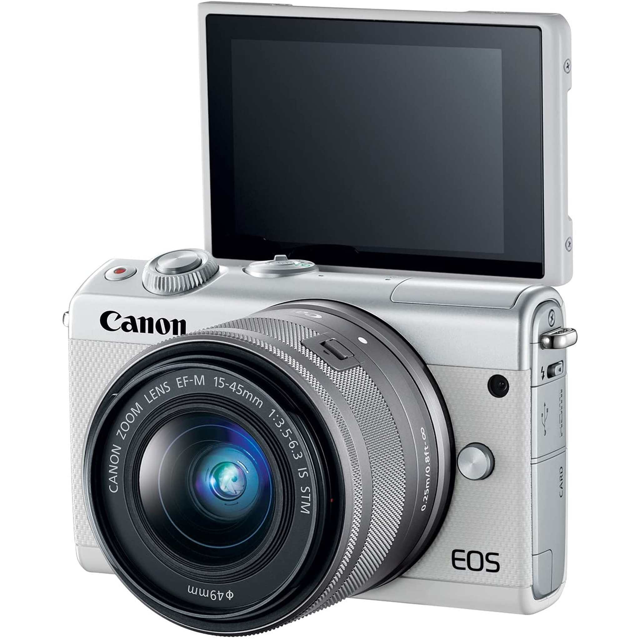 Canon EOS M100 Mirrorless Digital Camera - White with 15-45mm Lens International Model