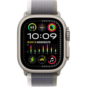 Apple Watch Ultra 2 GPS + Cellular 49mm Smartwatch with Rugged Titanium Case & Green/Grey Trail Loop S/M. Fitness Tracker, Precision GPS, Action Button, Extra-Long Battery Life, Carbon Neutral - Reconditioned