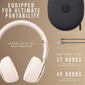 Beats Solo Pro Wireless Noise Cancelling On-Ear Headphones - Ivory Renewed - Reconditioned Beats