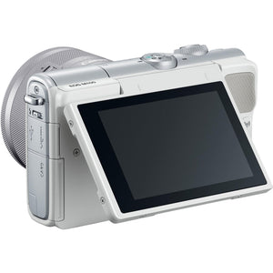Canon EOS M100 Mirrorless Digital Camera White with 15-45mm Lens On the go Bundle