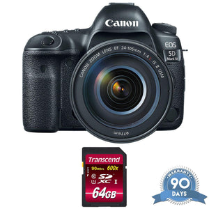 Canon EOS 5D Mark IV DSLR Camera with 24-105mm f/4L II Lens with Memory Card - Renewed - Like New Canon
