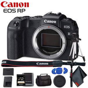 Canon EOS RP Mirrorless Digital Camera Body Only - Includes - Cleaning Kit, Memory Card Kit, Carrying Case Bundle Canon