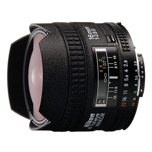 Nikon AF FX Fisheye-NIKKOR 16mm f/2.8D Fixed Lens with Auto Focus for Nikon DSLR Cameras Renewed - Reconditioned Nikon